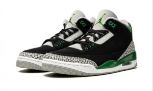 Nike Air Jordan 3 Pine Green черно-серые с зеленым нубук мужские (40-44)