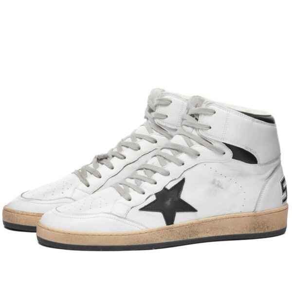 Зимние Golden Goose Sky Star с мехом белые с черным кожаные женские (35-39)